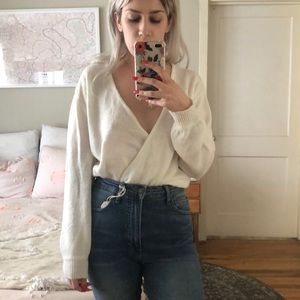 BNWOT NA-KD Fashion white wrap sweater sz XS